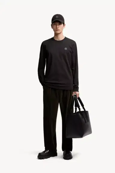 Moncler Leather Logo Long Sleeve Cotton T-shirt | Thumbnail 3 Moncler Leather Logo Long Sleeve Cotton T-shirt | Thumbnail 3