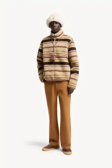 Moncler Striped Teddy Zip-up Cardigan | Thumbnail 3 Moncler Striped Teddy Zip-up Cardigan | Thumbnail 3