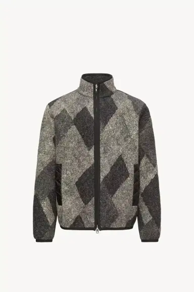 Moncler Diamond Pattern Wool Blend Zip-up Cardigan | Thumbnail 2 Moncler Diamond Pattern Wool Blend Zip-up Cardigan | Thumbnail 2
