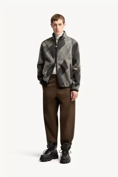 Moncler Diamond Pattern Wool Blend Zip-up Cardigan | Thumbnail 3 Moncler Diamond Pattern Wool Blend Zip-up Cardigan | Thumbnail 3