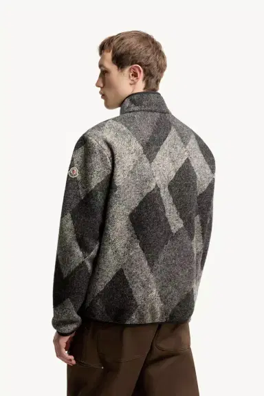 Moncler Diamond Pattern Wool Blend Zip-up Cardigan | Thumbnail 6 Moncler Diamond Pattern Wool Blend Zip-up Cardigan | Thumbnail 6
