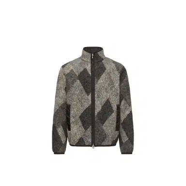 Moncler Diamond Pattern Wool Blend Zip-up Cardigan | Thumbnail 1 Moncler Diamond Pattern Wool Blend Zip-up Cardigan | Thumbnail 1