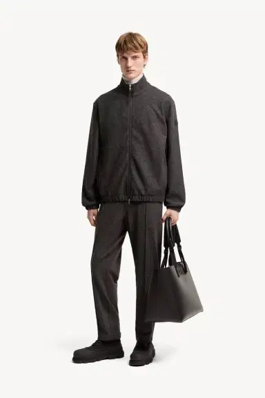 Moncler Leather Logo Zip-up Cardigan | Thumbnail 3 Moncler Leather Logo Zip-up Cardigan | Thumbnail 3