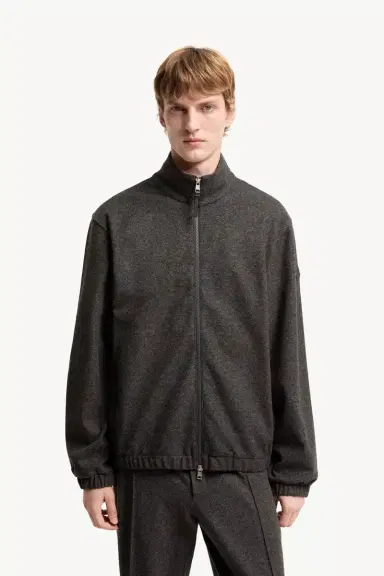 Moncler Leather Logo Zip-up Cardigan | Thumbnail 5 Moncler Leather Logo Zip-up Cardigan | Thumbnail 5