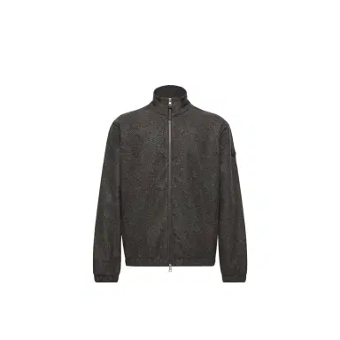 Moncler Leather Logo Zip-up Cardigan | Thumbnail 1 Moncler Leather Logo Zip-up Cardigan | Thumbnail 1
