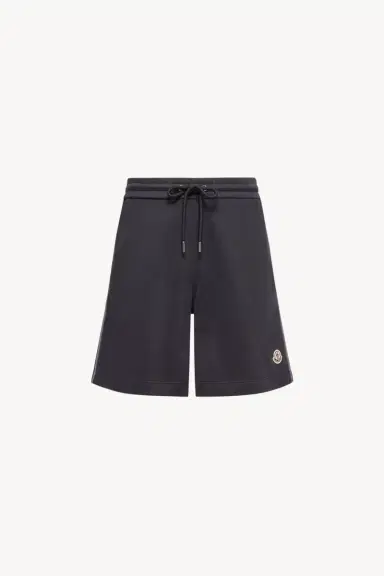 Moncler Striped Trim Cotton Fleece Shorts | Thumbnail 2 Moncler Striped Trim Cotton Fleece Shorts | Thumbnail 2