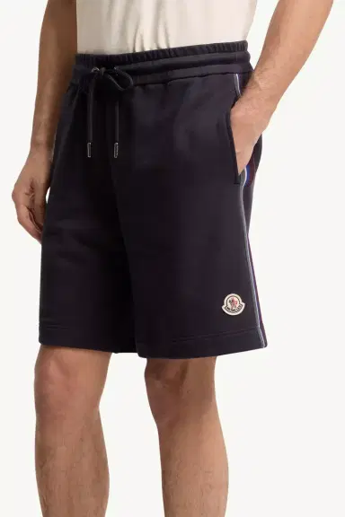 Moncler Striped Trim Cotton Fleece Shorts | Thumbnail 4 Moncler Striped Trim Cotton Fleece Shorts | Thumbnail 4