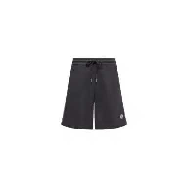 Moncler Striped Trim Cotton Fleece Shorts | Thumbnail 1 Moncler Striped Trim Cotton Fleece Shorts | Thumbnail 1