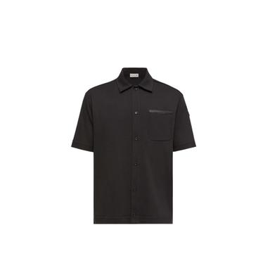 Moncler Leather Logo Cotton Short Sleeve Shirt | Thumbnail 1 Moncler Leather Logo Cotton Short Sleeve Shirt | Thumbnail 1