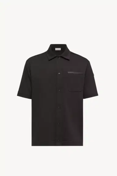 Moncler Leather Logo Cotton Short Sleeve Shirt | Thumbnail 2 Moncler Leather Logo Cotton Short Sleeve Shirt | Thumbnail 2