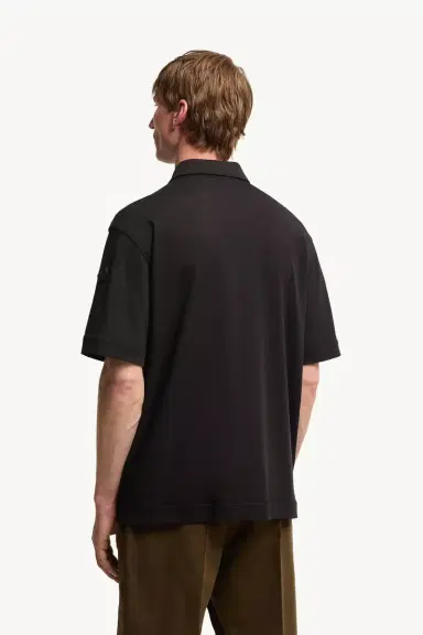 Moncler Leather Logo Cotton Short Sleeve Shirt | Thumbnail 6 Moncler Leather Logo Cotton Short Sleeve Shirt | Thumbnail 6