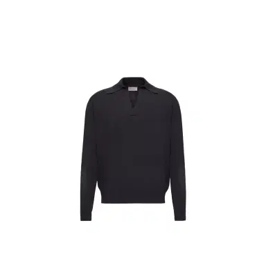 Moncler Wool & Cashmere Long Sleeve Polo Shirt | Thumbnail 1 Moncler Wool & Cashmere Long Sleeve Polo Shirt | Thumbnail 1