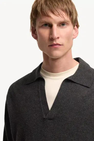 Moncler Wool & Cashmere Long Sleeve Polo Shirt | Thumbnail 7 Moncler Wool & Cashmere Long Sleeve Polo Shirt | Thumbnail 7