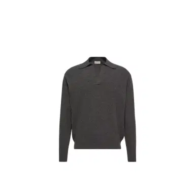 Moncler Wool & Cashmere Long Sleeve Polo Shirt | Thumbnail 1 Moncler Wool & Cashmere Long Sleeve Polo Shirt | Thumbnail 1