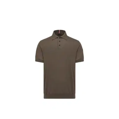 Moncler Logo Cotton Knit Polo | Thumbnail 1 Moncler Logo Cotton Knit Polo | Thumbnail 1