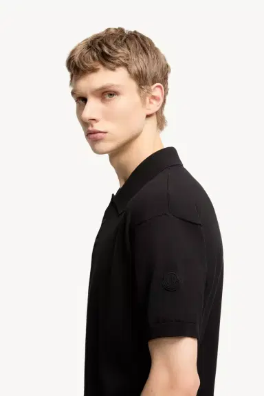 Moncler Logo Cotton Knit Polo | Thumbnail 4 Moncler Logo Cotton Knit Polo | Thumbnail 4