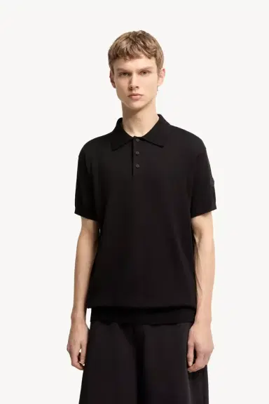 Moncler Logo Cotton Knit Polo | Thumbnail 5 Moncler Logo Cotton Knit Polo | Thumbnail 5