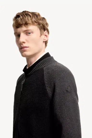 Moncler Bouclé Wool & Cashmere Blend Zip Cardigan | Thumbnail 4 Moncler Bouclé Wool & Cashmere Blend Zip Cardigan | Thumbnail 4