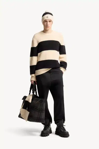 Moncler Striped Wool Blend Bouclé Sweater | Thumbnail 3 Moncler Striped Wool Blend Bouclé Sweater | Thumbnail 3