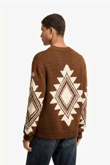 Moncler Geometric Jacquard Wool Blend Sweater | Thumbnail 6 Moncler Geometric Jacquard Wool Blend Sweater | Thumbnail 6