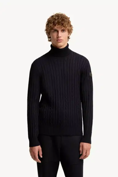 Moncler Leather Logo Wool Sweater | Thumbnail 5 Moncler Leather Logo Wool Sweater | Thumbnail 5
