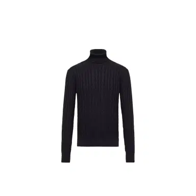 Moncler Leather Logo Wool Sweater | Thumbnail 1 Moncler Leather Logo Wool Sweater | Thumbnail 1