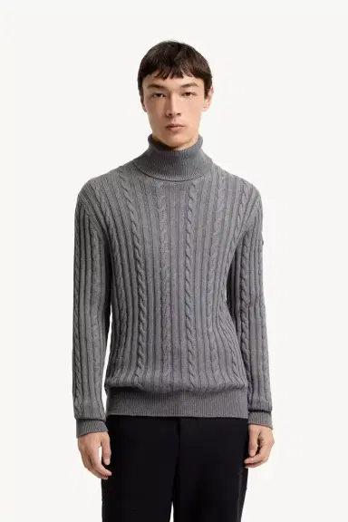 Moncler Leather Logo Wool Sweater | Thumbnail 5 Moncler Leather Logo Wool Sweater | Thumbnail 5