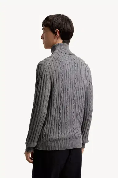 Moncler Leather Logo Wool Sweater | Thumbnail 6 Moncler Leather Logo Wool Sweater | Thumbnail 6
