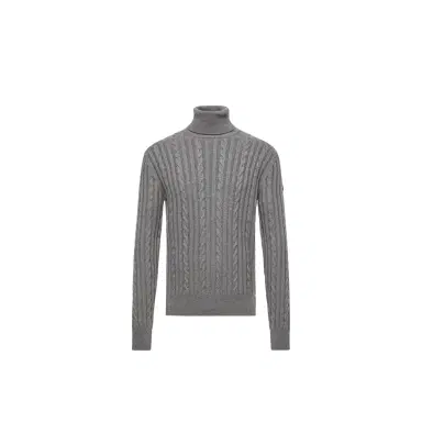 Moncler Leather Logo Wool Sweater | Thumbnail 1 Moncler Leather Logo Wool Sweater | Thumbnail 1