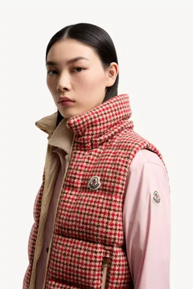 Moncler Niverolle Houndstooth Wool Blend Down Vest | Thumbnail 4 Moncler Niverolle Houndstooth Wool Blend Down Vest | Thumbnail 4