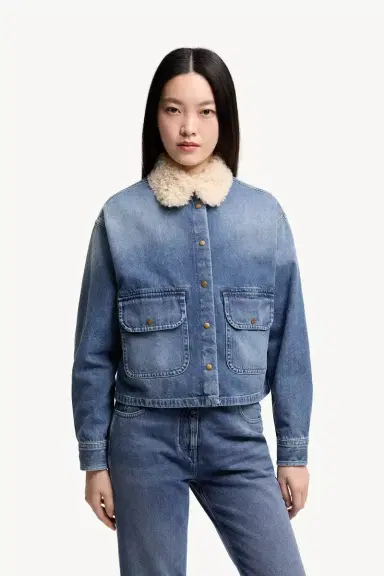 Moncler Teddy Trim Denim Shirt Jacket | Thumbnail 5 Moncler Teddy Trim Denim Shirt Jacket | Thumbnail 5