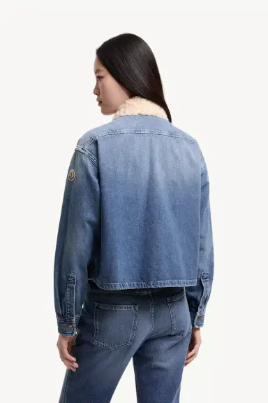 Moncler Teddy Trim Denim Shirt Jacket | Thumbnail 6 Moncler Teddy Trim Denim Shirt Jacket | Thumbnail 6