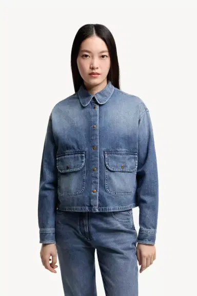 Moncler Teddy Trim Denim Shirt Jacket | Thumbnail 7 Moncler Teddy Trim Denim Shirt Jacket | Thumbnail 7
