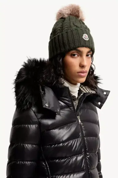 Moncler Wool & Cashmere Blend Beanie With Pom Pom | Thumbnail 3 Moncler Wool & Cashmere Blend Beanie With Pom Pom | Thumbnail 3