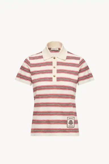 Moncler Striped Cotton Polo Shirt | Thumbnail 2 Moncler Striped Cotton Polo Shirt | Thumbnail 2