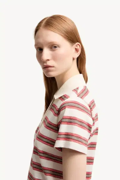 Moncler Striped Cotton Polo Shirt | Thumbnail 4 Moncler Striped Cotton Polo Shirt | Thumbnail 4