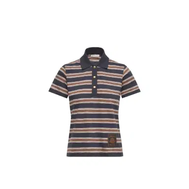 Moncler Striped Cotton Polo Shirt | Thumbnail 1 Moncler Striped Cotton Polo Shirt | Thumbnail 1