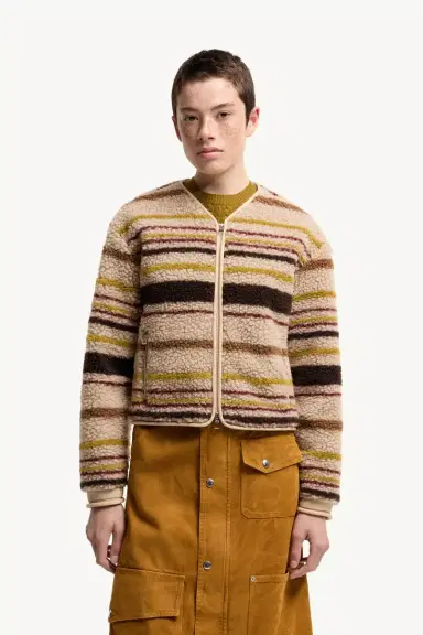 Moncler Striped Teddy Zip-up Cardigan | Thumbnail 5 Moncler Striped Teddy Zip-up Cardigan | Thumbnail 5