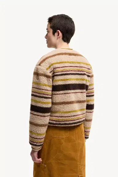 Moncler Striped Teddy Zip-up Cardigan | Thumbnail 6 Moncler Striped Teddy Zip-up Cardigan | Thumbnail 6