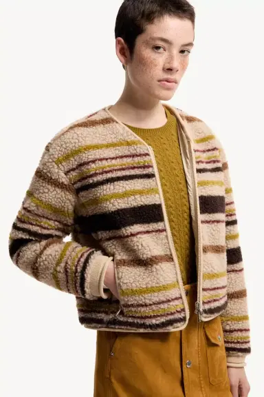 Moncler Striped Teddy Zip-up Cardigan | Thumbnail 7 Moncler Striped Teddy Zip-up Cardigan | Thumbnail 7