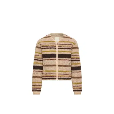 Moncler Striped Teddy Zip-up Cardigan | Thumbnail 1 Moncler Striped Teddy Zip-up Cardigan | Thumbnail 1