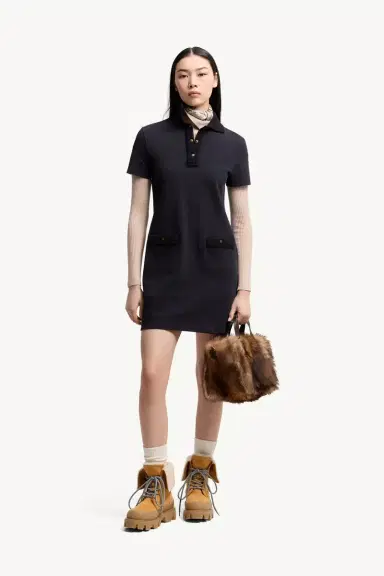 Moncler Cotton Piquet Polo Mini Dress | Thumbnail 3 Moncler Cotton Piquet Polo Mini Dress | Thumbnail 3
