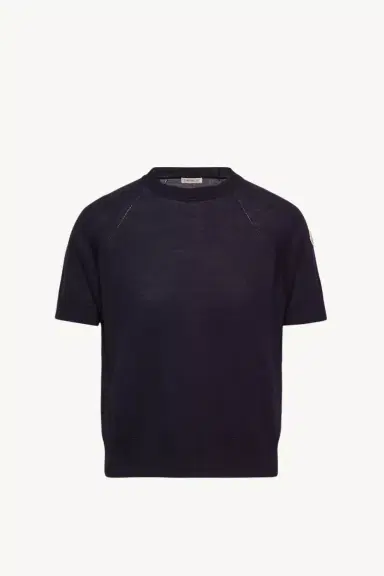 Moncler Short Sleeve Wool Sweater | Thumbnail 2 Moncler Short Sleeve Wool Sweater | Thumbnail 2