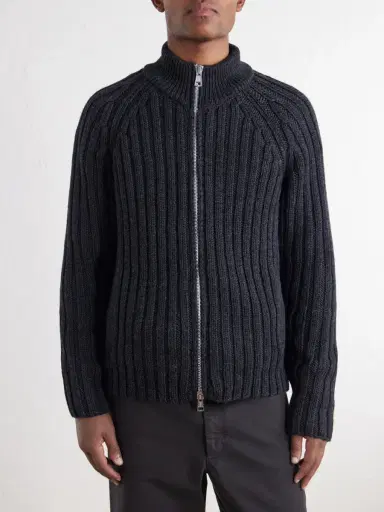 Our Legacy Ultra Ribbed Merino Wool Zip-Up Sweater - Men | Thumbnail 3 Our Legacy Ultra Ribbed Merino Wool Zip-Up Sweater - Men | Thumbnail 3