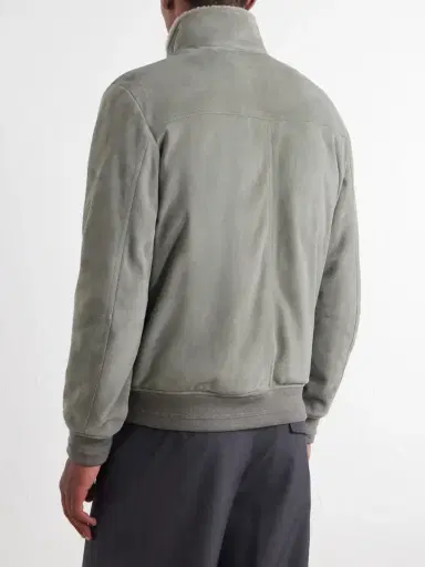 Canali Padded Shearling-Trimmed Suede Bomber Jacket - Men | Thumbnail 4 Canali Padded Shearling-Trimmed Suede Bomber Jacket - Men | Thumbnail 4