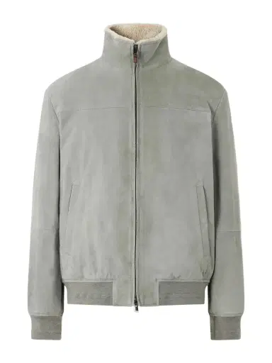 Canali Padded Shearling-Trimmed Suede Bomber Jacket - Men | Thumbnail 1 Canali Padded Shearling-Trimmed Suede Bomber Jacket - Men | Thumbnail 1