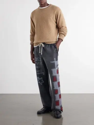 Satoshi Nakamoto Get What I Want Distressed Embellished Printed Sweatpants - Men | Thumbnail 2 Satoshi Nakamoto Get What I Want Distressed Embellished Printed Sweatpants - Men | Thumbnail 2