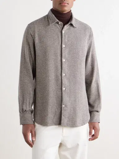 OFFICINE GÉNÉRALE Giacomo Houndstooth Cotton-Flannel Shirt - Men | Thumbnail 3 OFFICINE GÉNÉRALE Giacomo Houndstooth Cotton-Flannel Shirt - Men | Thumbnail 3