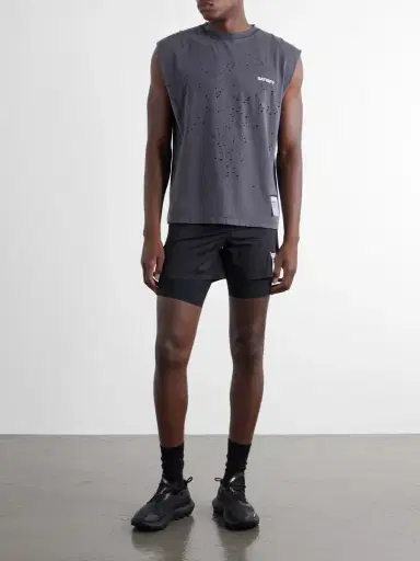 Satisfy Distressed Logo-Print MothTech™ Organic Cotton-Jersey Tank Top - Men | Thumbnail 2 Satisfy Distressed Logo-Print MothTech™ Organic Cotton-Jersey Tank Top - Men | Thumbnail 2