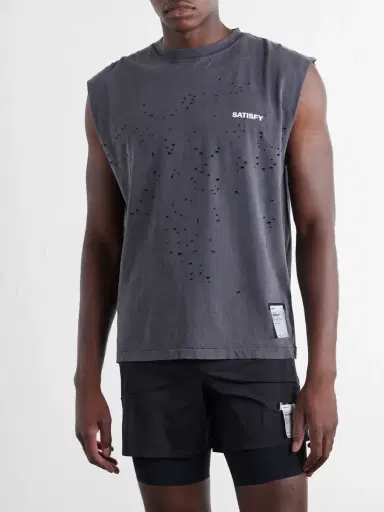 Satisfy Distressed Logo-Print MothTech™ Organic Cotton-Jersey Tank Top - Men | Thumbnail 3 Satisfy Distressed Logo-Print MothTech™ Organic Cotton-Jersey Tank Top - Men | Thumbnail 3
